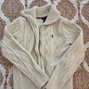Polo Zip Cable Knit Sweater